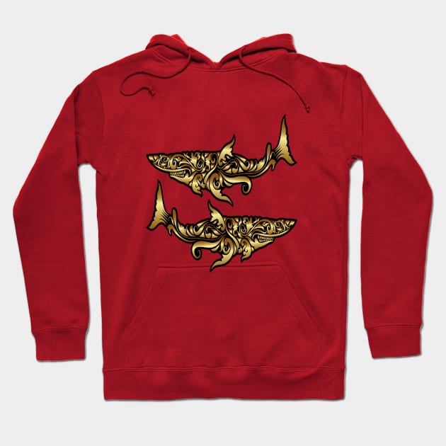 Golden sharks Hoodie by tsign703